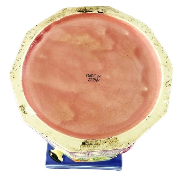 Canister with Lid Raised Floral Geometric Design Decagon Shape Ceramic Vintage - Picture 6 of 9